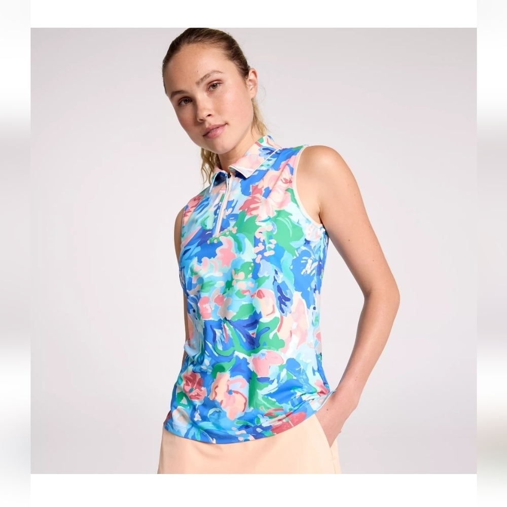 NWT Walter Hagen Women's Fashion Sleeveless Polo Golf Shirt Floral Size XS